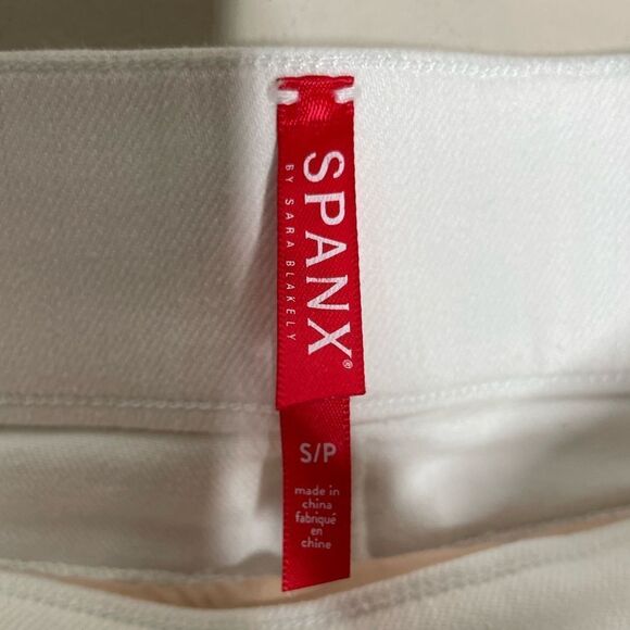 SPANX White Distressed Raw Hem Pull On Tummy Control Jeans Jeggings Size Small - Picture 5 of 7